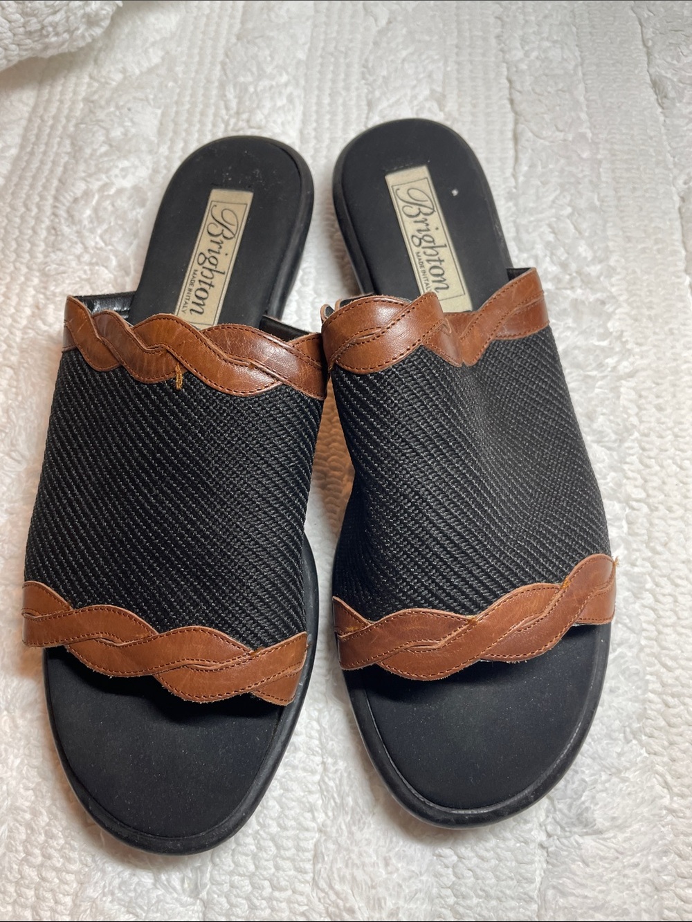 Brighton Black and Brown Slide Mules